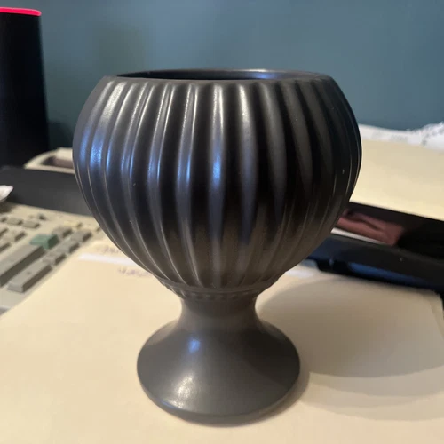 Vintage McCoy Dark Green/Gray Floraline USA Pedestal Pottery Planter Vase #407