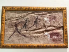 SEAN CAULFIELD PRIMITIVE AFRICAN ROCK ART ORIG. SIGNED PAINTING 31"x19" Framed