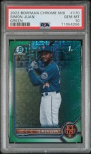 SIMON JUAN 2022 Bowman Chrome Mega Box #170 Green Refractor /99 PSA 10