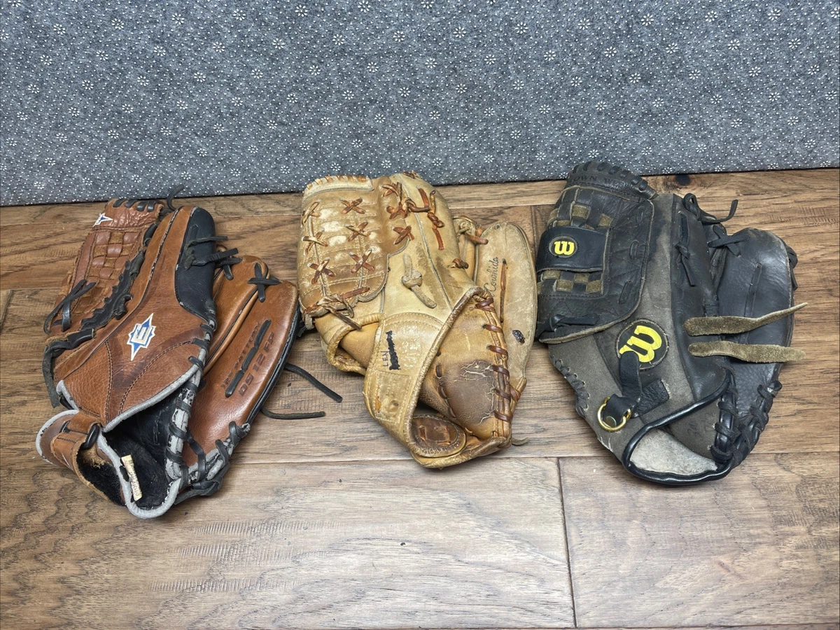 Vintage Baseball Glove Lot Of 3 Grease Pocket Wilson Easton Left