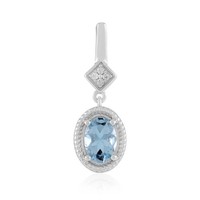 AnhäNger Aus Silber Mit Brasilianischem Aquamarin Und Zirkon