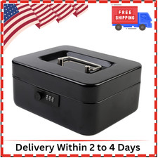 KYODOLED Cash Box with Combination Lock Safe Metal Money Box with Money Tray for