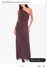 H Halston Rafelle Long Dress Prom Party Cruise Crystals One Shoulder Sz 0