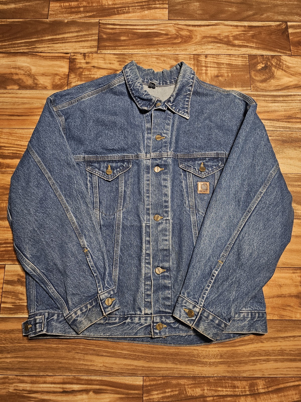 Carhartt, Vintage Carhartt Denim J12 DST 1990s Made In USA Vtg Jacket Coat Button Up Sz XL