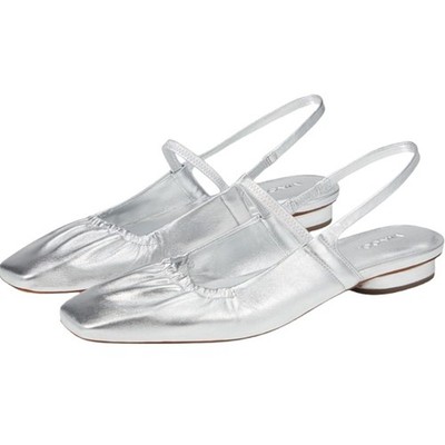 VINCE. Womens Venice Flats US 9.5  EU 40.5 Warm Silver Leather Slip On NIB