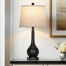 26" Black Table Lamp for Living Room Single, Touch Control Bedroom Lamps for ...