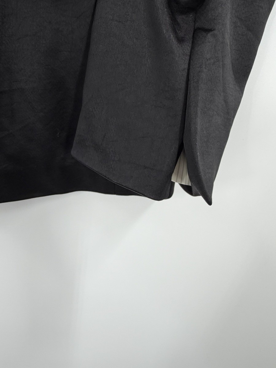 M.M.LAFLEUR Women's Black Satin Cinch Waist The Hyo Jacket Blazer Size 8 View 5