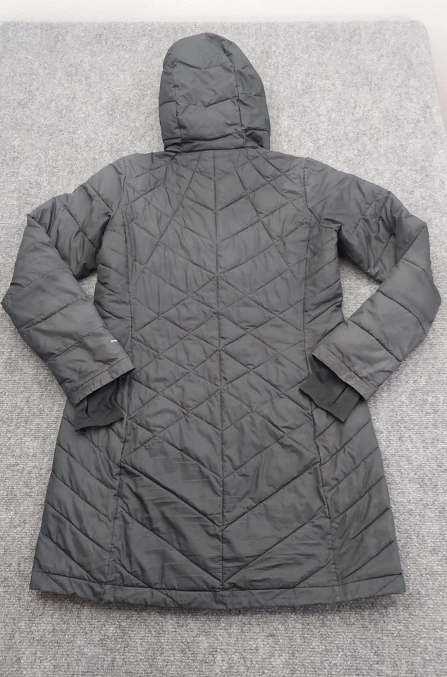 Columbia Omni Heat Coat Parka Womens Medium Black Puffer Full Zip Quilted Hood - Image 2 of 4