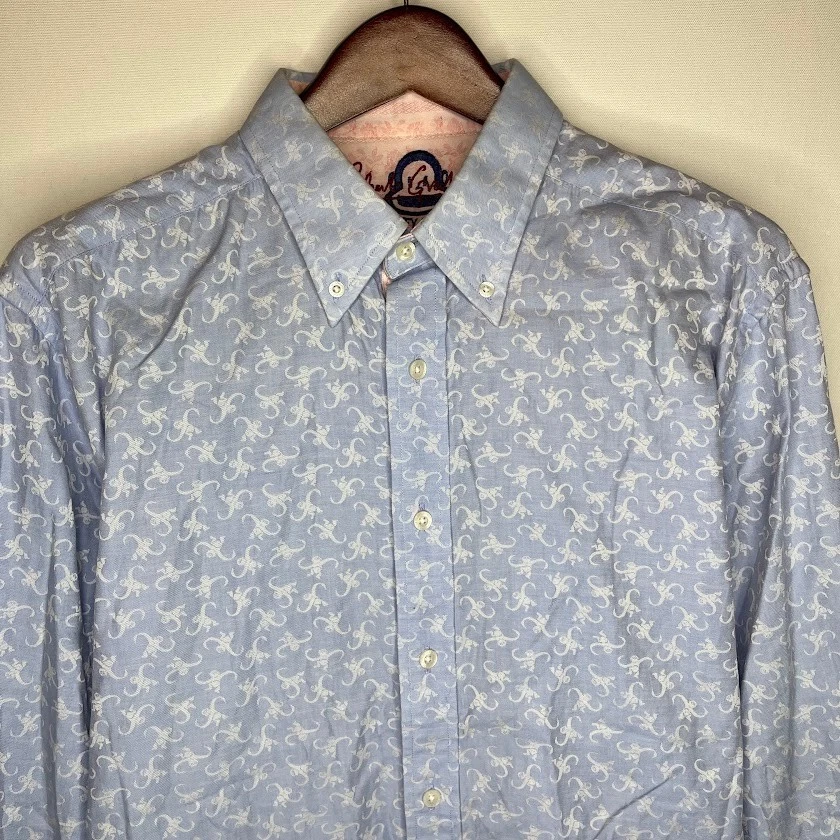Robert Graham Monkey Business Dress Shirt Blue Monkey Print Men’s Size L - Image 2 of 4