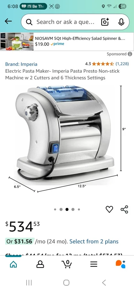 Imperia Pasta Maker Machine pasta presto Made in Italy Heavy Duty Steel - Image 2 of 4