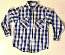 Carhartt Rugged Outdoor Wear Flannel Blue & Cream Made In USA Size M (80’s) VTG