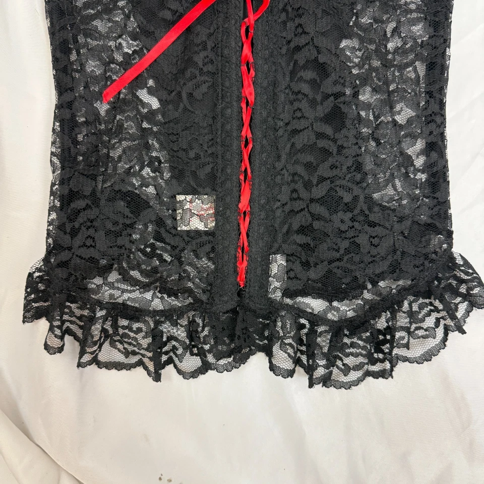 Sujetador corsé vintage Jezabel Renee of Hollywood caprichoso negro con cordones talla 32B Foto 3 de 4