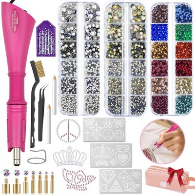 Hotfix Rhinestones Applicator Kit with 4600 Crystals (White/AB/12-Color) & 19...