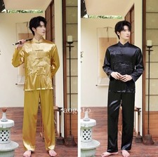 Tang Suit Men Hanfu Chinese Traditional Kung Fu Tai Chi Uniform Shirt and Pants