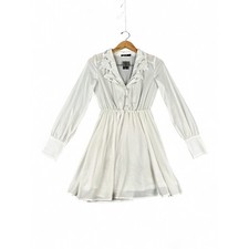 Nasty Gal White Long Sleeve Lace Collar Mini Dress Sz 2