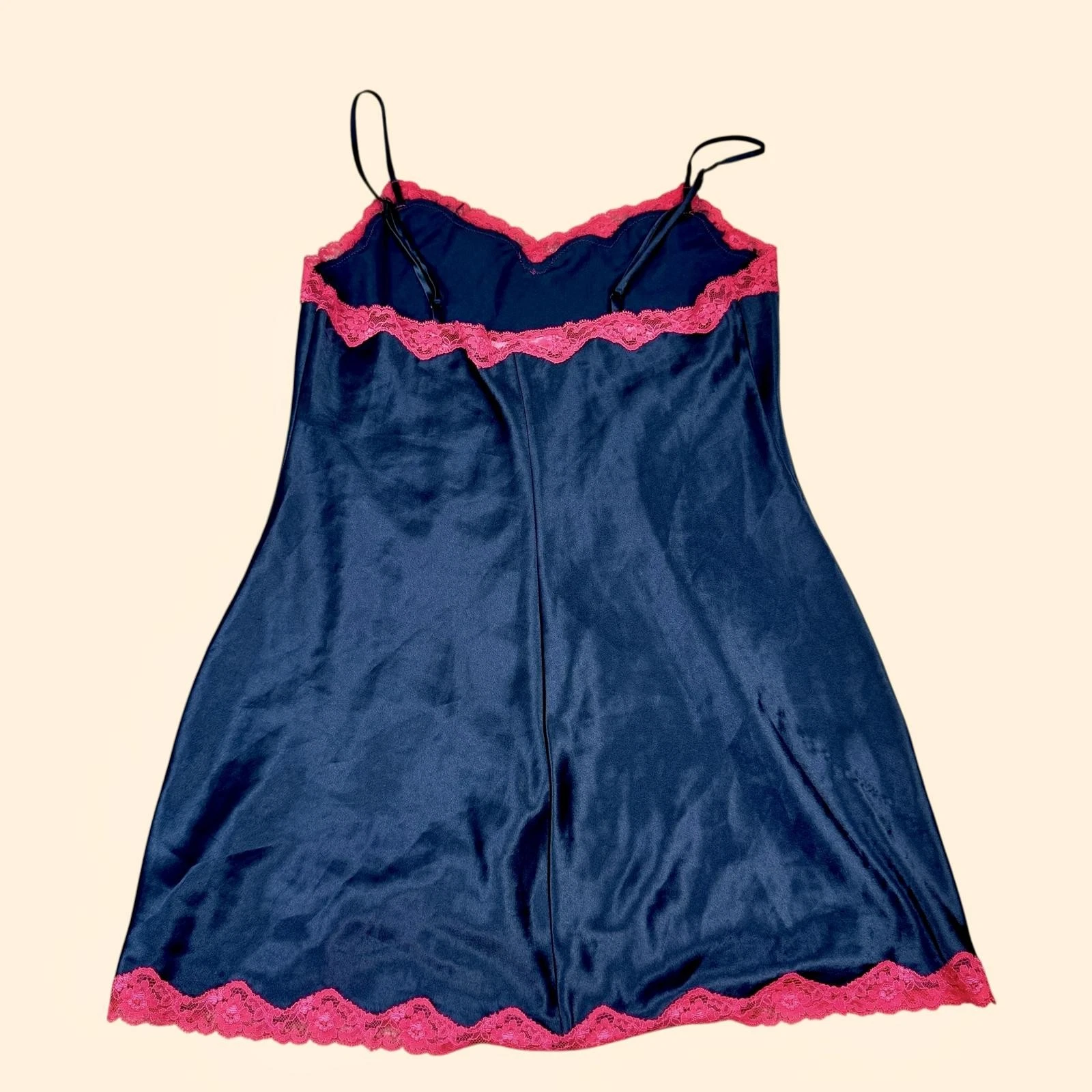 UNDERCOVER Camicia da notte donna vintage Y2K Victoria's Secret mini slip nera con pizzo rosso S