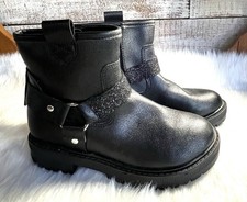 Girls Wonder Nation Black Chunky Zipper Boot Glitter Band Size 1