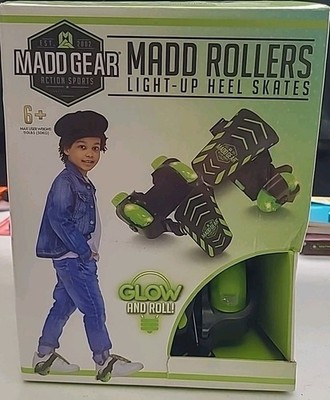 Madd Gear MADD Rollers Light-Up Heel Skates Green Adjustable Youth 6+ NIB