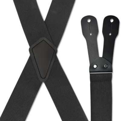 Men's Suspenders - X Style, Heavy Duty Material, Thick Button On, USA Made