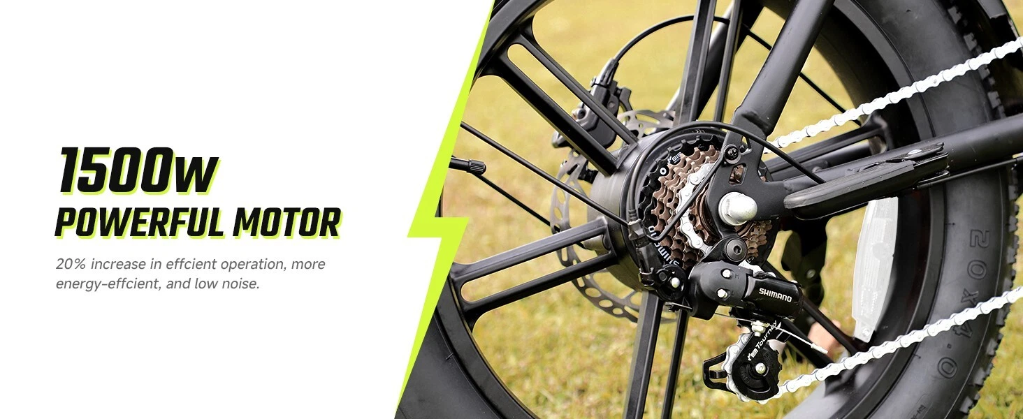 Peak 1500W Electric Bicycle 32MPH Disc Brakes 7-Speed Long Range Off-Road Ebike - Picture 11 of 18