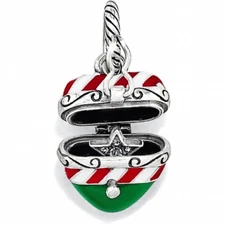 NEW Brighton CANDY CANE HEART Xmas Christmas Holiday OPENS Charm Bead RETIRED