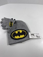 DC Comics Batman Youth Sequin Beanie Hat Reversible With Gloves Kids