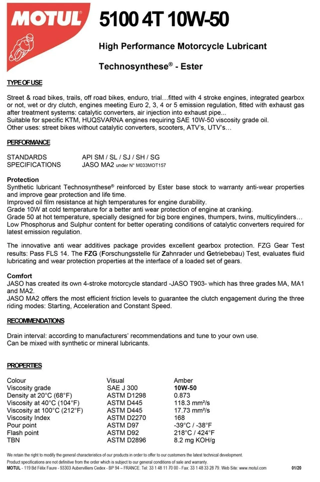 Set Entretien Huile Motul 5100 10W50 pour Honda SH300i A-G H J C-Abs , 2015>2018 - Photo 3/4