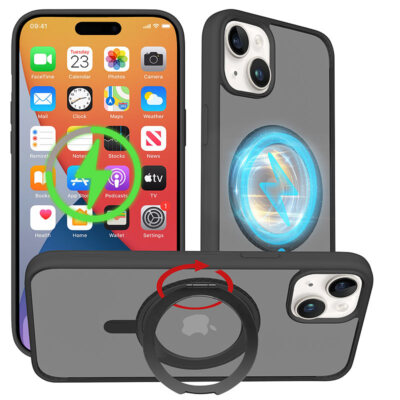 Xcase Stoßfeste Hülle für iPhone 15 Plus, MagSafe-kompatibel, 360°-Ständer