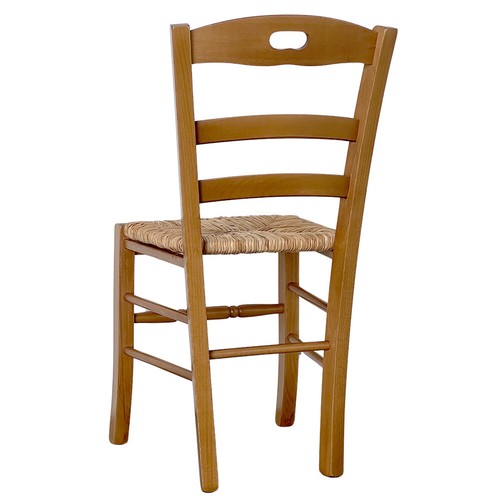 Silla Loris En Nogal Claro Con Asiento De Paja De Arroz - Imagen 4 de 5