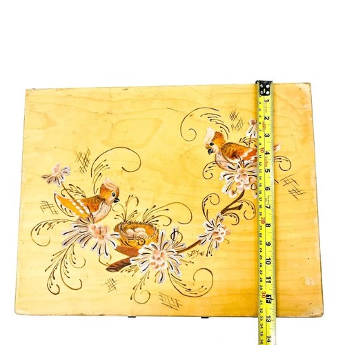 Vintage Schmuckkästchen aus Holz mit Blumenmuster und Blumenmuster 5 Fächer mit Griff - Bild 12 von 14