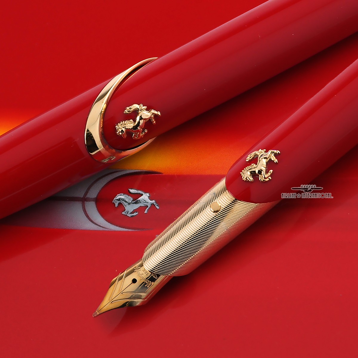 Montegrappa For Ferrari FB Gold w/ Red Limited Edition Fountain