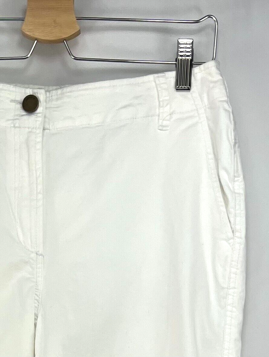 CHICO'S White Cotton Pants Size 0.5 (S) Tapered 2 Percent Spandex 4