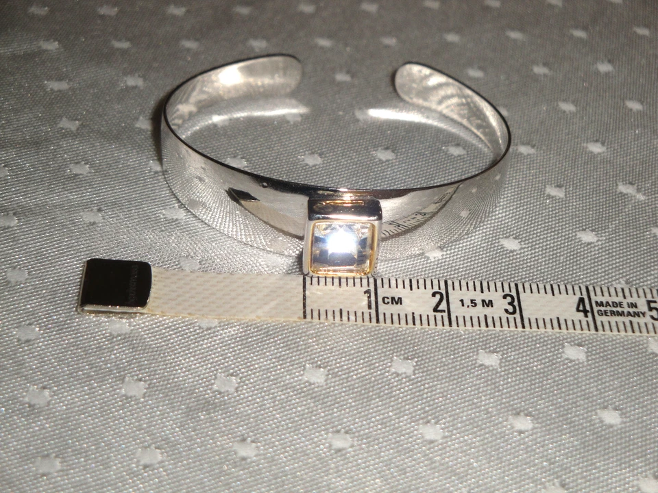 Bracciale vintage in Argento 925 massiccio italiano cristallo solitario princess - Immagine 2 di 4