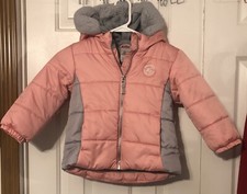 GIRL  S ZEROXPOSUR  PINK  GRAY Puffy WINTER JACKET WITH HOOD Size 3T 1356