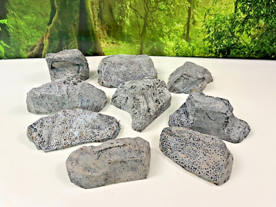 WARGAMING TERRAIN PAINTED set of 9 Hills Concrete Modular 40K Rocks ...