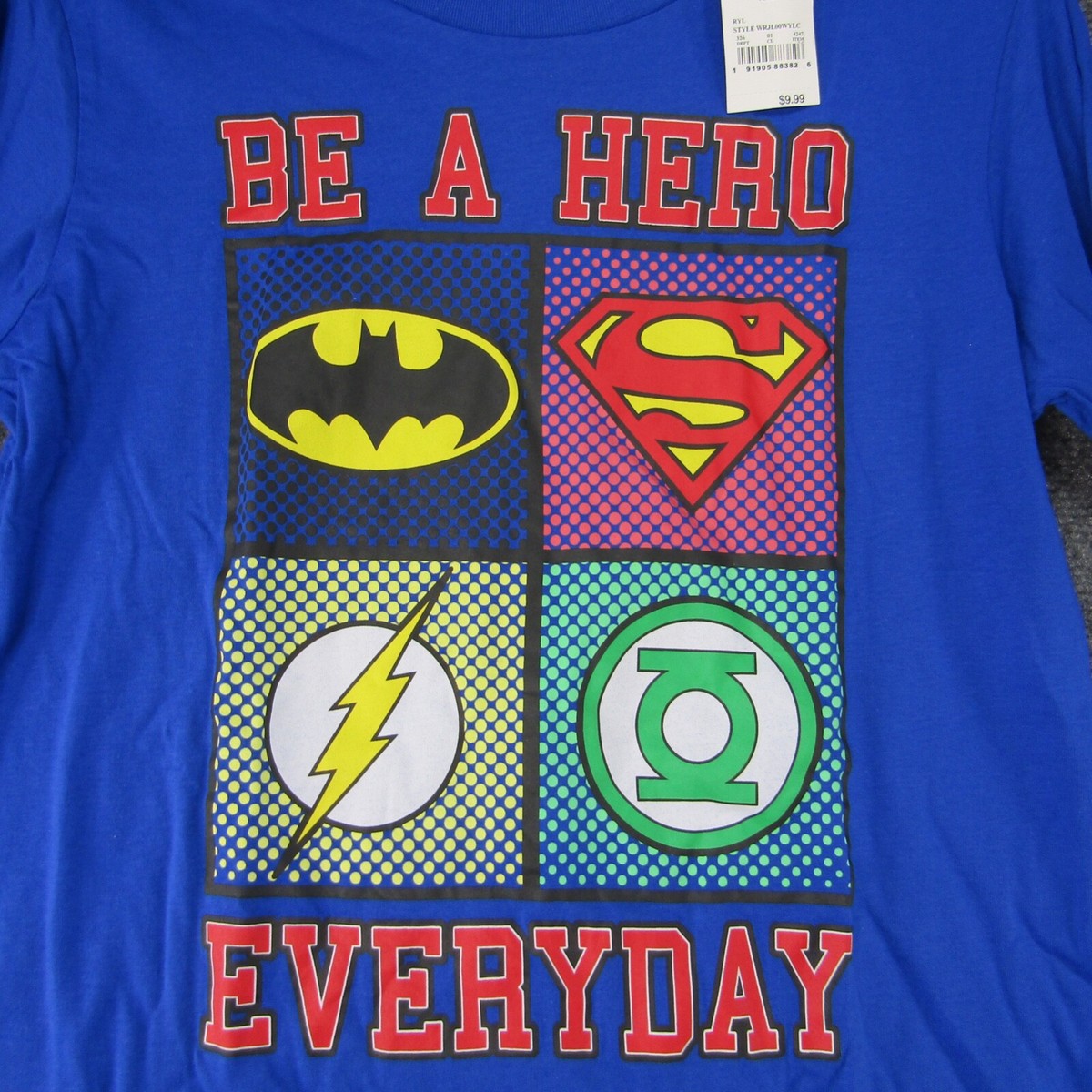 Boys T-Shirt Justice League Be A Hero Everyday Long Sleeve Sz XXL