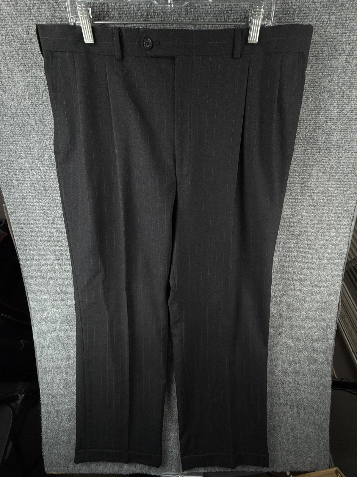 Burberry abito pantalone grigio antracite righe uomo lana tasche plissettato ACTL 37X30