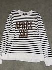 Women’s Marbled Black And White Apres Ski Striped Sweater Size Large | eBay