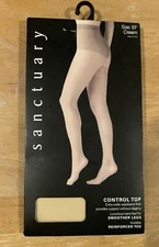 Sanctuary Control Top Pantyhose Size EF Cream 