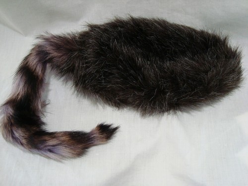 Raccoon Tail Hat Youth Size L Faux Fur 