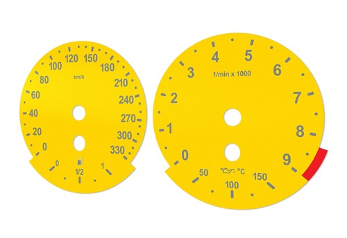 For BMW M5, M6, E60, E63 YELLOW - Speedometer Dials from MPH to Km/h Gauges - Picture 5 of 7