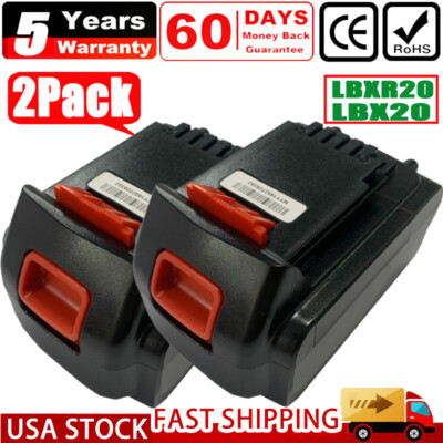 #ad 2PACK 20 VOLT MAX LITHIUM ION BATTERY FOR BLACK DECKER LBXR20 LBX20 20V 5000MAH $36.99