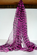 Vintage Jaeger Silk Scarf Purple  Black 20x60 Oblong w Tag