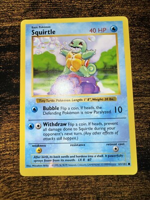 Card Pokemon Graded Common Base Shadowless 63/102 Squirtle Shadowless　NO.2 シャドウレス　 ● ゼニガメ Squirtle - 6 PSA ポケモンカードゲーム