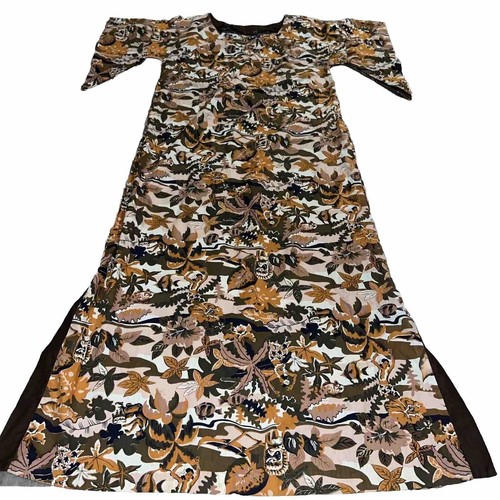 Vintage 1960s mod cotton Hawaiian Dress luau Hula Girls Tiki Wing Sleeve Small