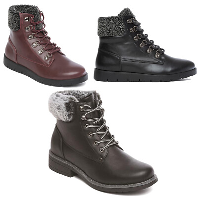 DAMEN HIGH TOP SNEAKER STIEFELETTEN FREIZEIT REISEN LEDER SCHNÜRSENKEL FELL GEFÜTTERTE SCHUHE