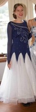 Small blue ballroom dance competition dress pre owned