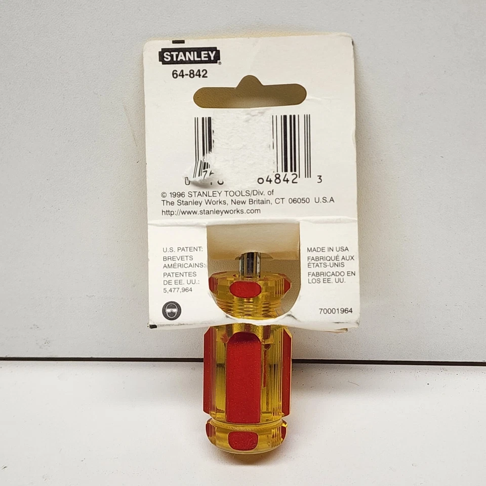 Vintage STANLEY 64-842 USA Flat Heat Screwdriver Short Stubby 3.5 Inch NOS - Image 2 of 3