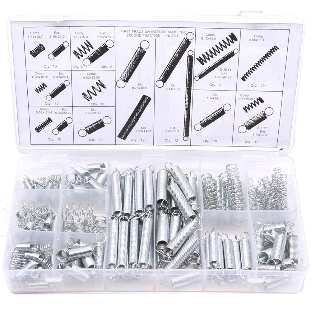 200Pcs Zinc Plated Extension and Compression Industry Spring Assortment Kit