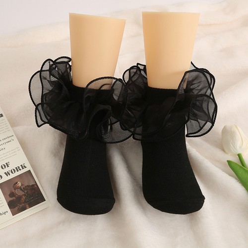 Baby Girls Ruffled Princess Socks Colorful Frilly Dress Cotton Turn Cuff Socks - Picture 5 of 65
